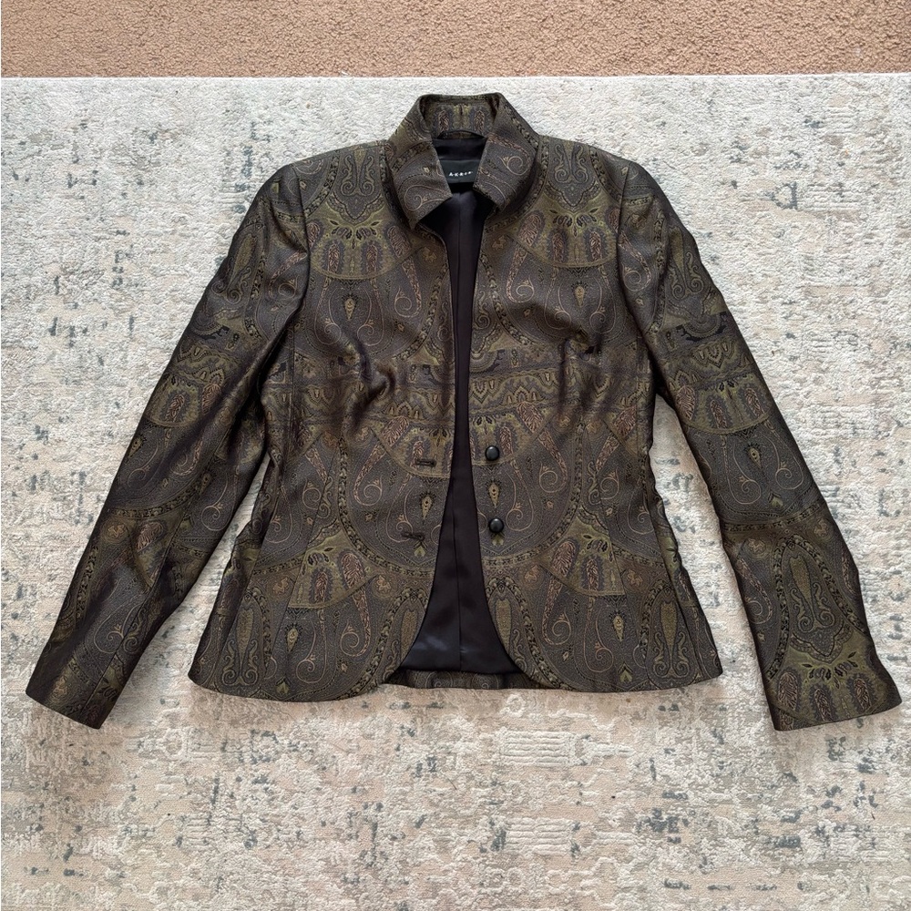 Dark green/Brown Paisley-Print Womens Jacket